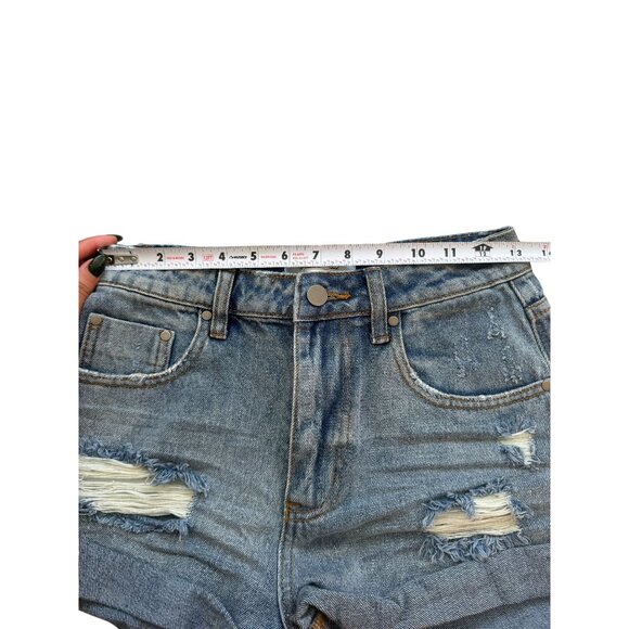 MUSTARD SEED Cuffed Distressed Denim Shorts Size Small - Picture 2 of 6